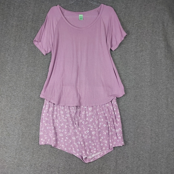 HONEY DEW WOMENS PURPLE TSHIRT FLORAL SHORTS PAJAMA LOUNGE SET SIZE XL - Picture 1 of 9